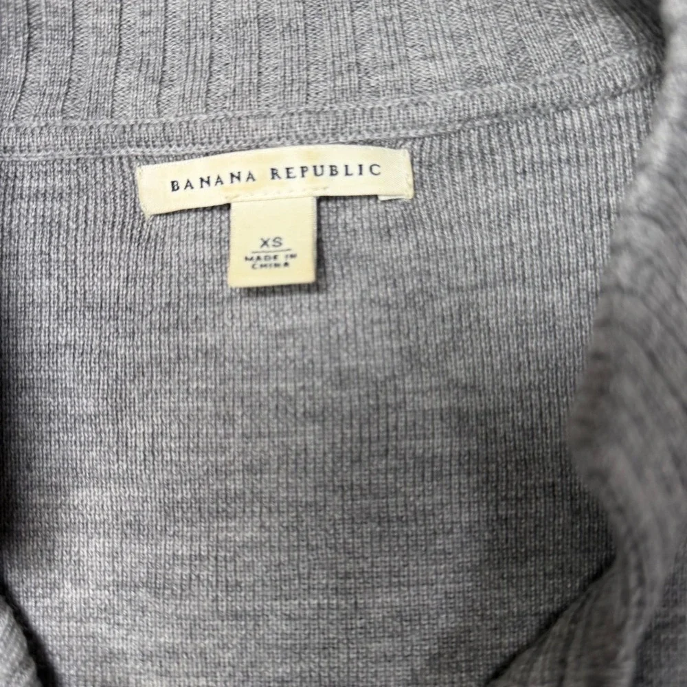 Banana Republic Gray 100% Wool‎ Moto Full Zip Cardigan Sweater 719585-01 XS